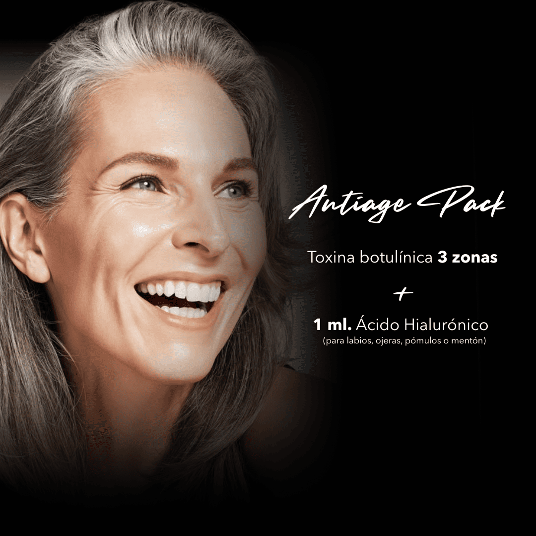 Pack Antiage | Toxina botulínica 3 zonas + 1 ml. Ácido hialurónico
